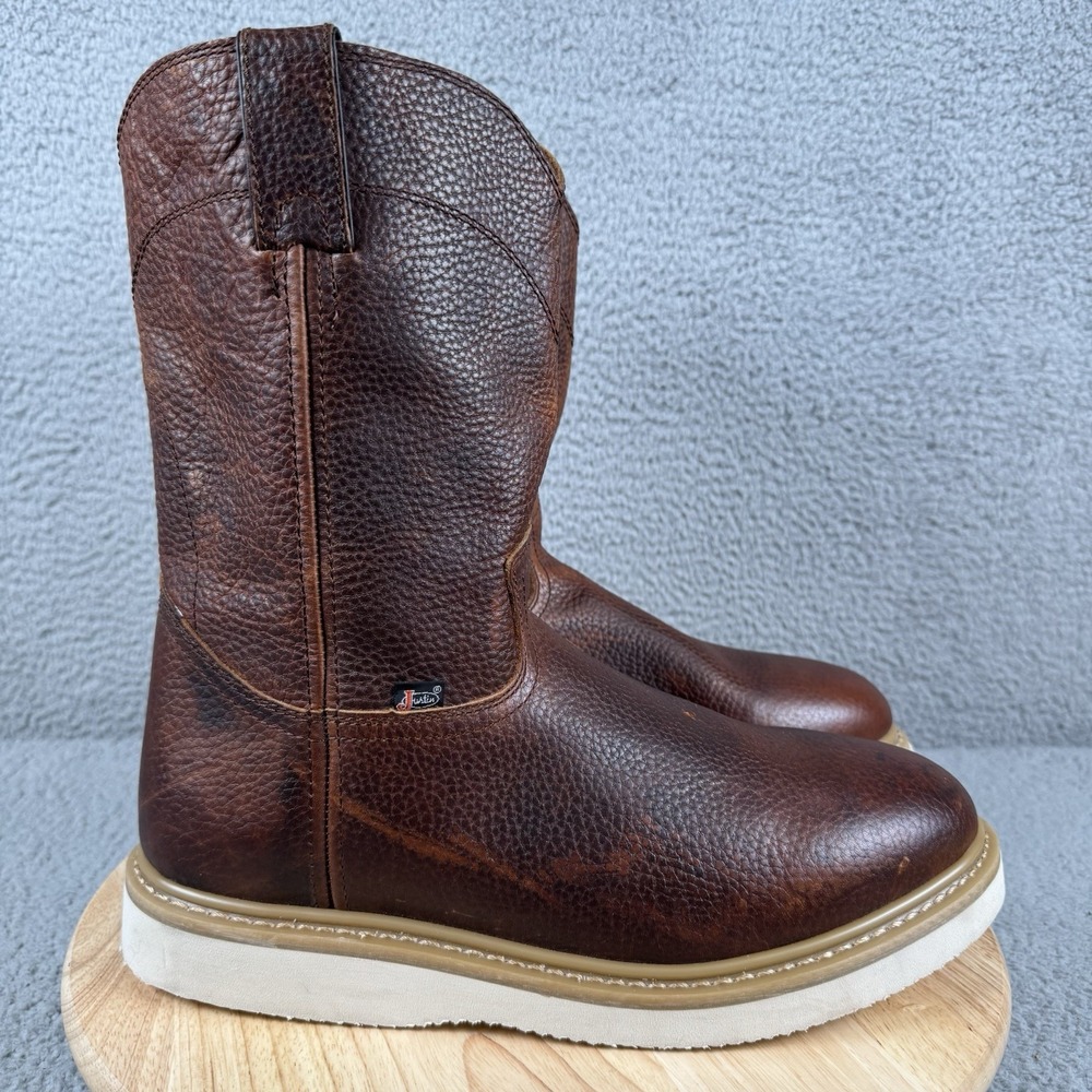 Justin Boots Mens Size 13 W Brown Axe 10 Inch Wedge Original Work Boots WK4908